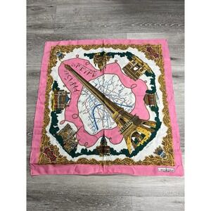 J. Mico Sancho "Paris et le Metro" Scarf, Red Border, 30" Square Scarf